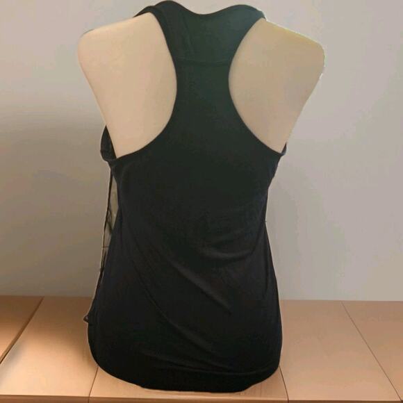 Women's Converse One Star Navy Cotton Tank Racerback Sheer Overlay Size Small - Picture 3 of 4